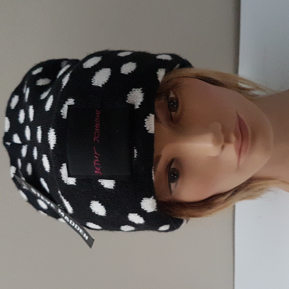Steve Madden Black and White Polka Dot Hat